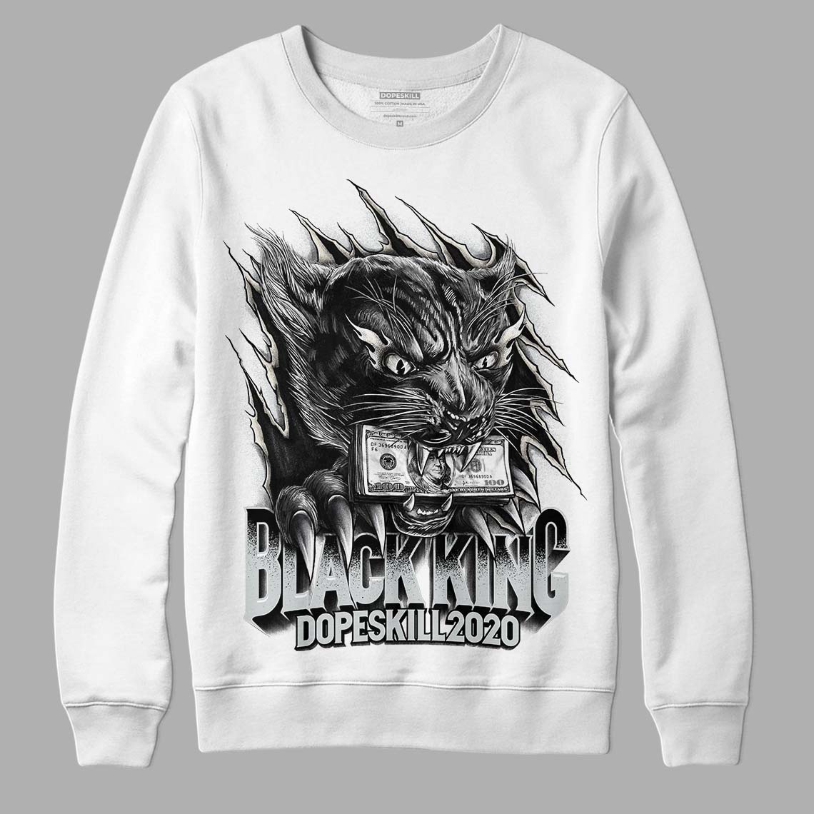 Jordan 1 Retro Low OG Black Cement DopeSkill Sweatshirt Black King Graphic Streetwear - White