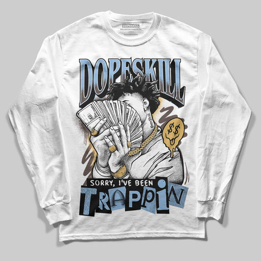 Adidas Handball Spezial ‘Light Blue’ DopeSkill Long Sleeve T-Shirt Sorry I've Been Trappin Graphic Streetwear - White