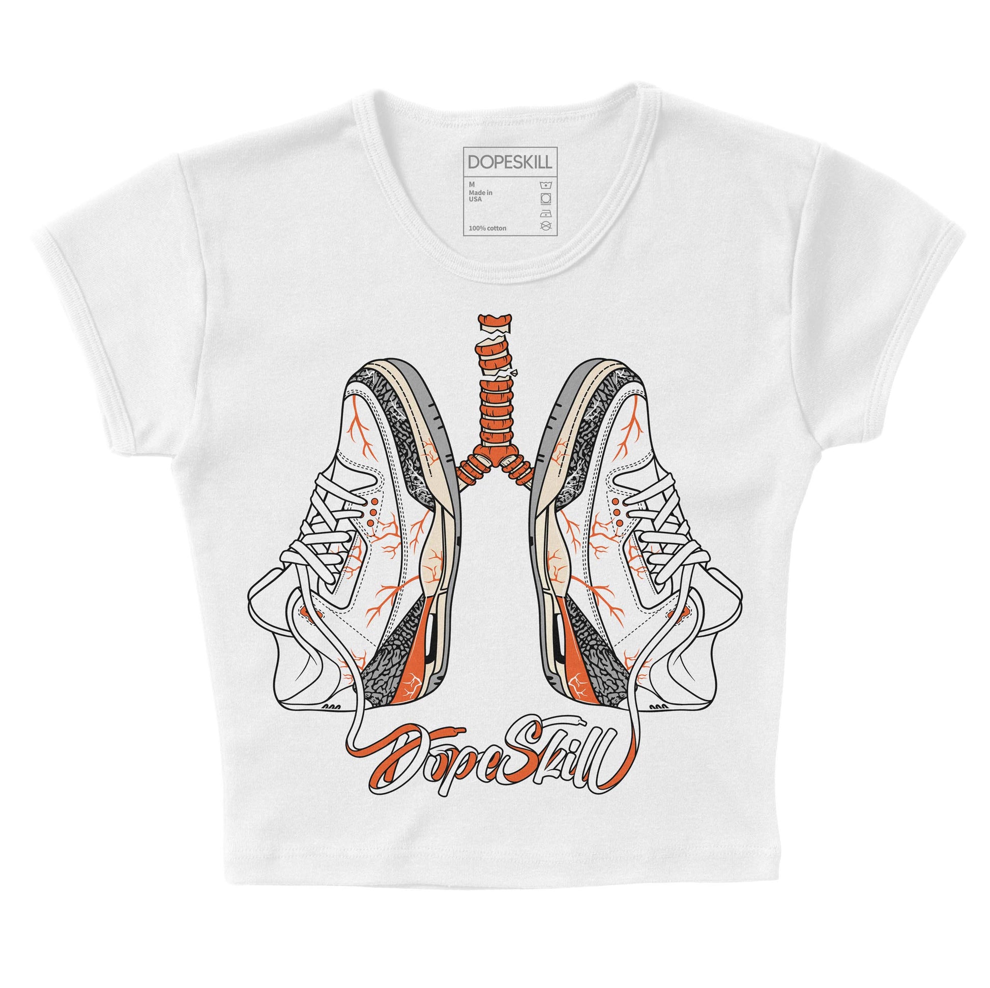 Jordan 3 Georgia Peach DopeSkill Women's Crop Top Breathe Graphic Streetwear - White 