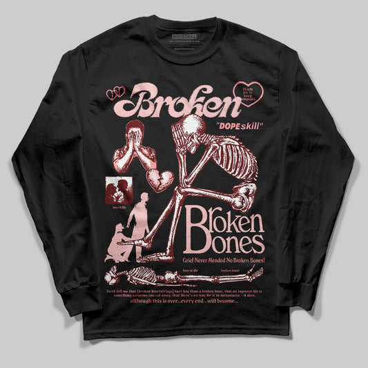 Jordan 3 Retro Valentine's Day Treat Yourself (2025) DopeSkill Long Sleeve T-Shirt Broken Bones Graphic Streetwear - Black