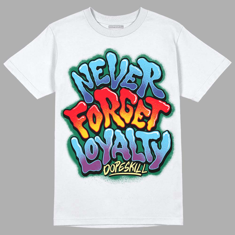 Jordan 1 Mid GS 'Six Championships' DopeSkill T-Shirt Never Forget Loyalty Graphic Streetwear - White