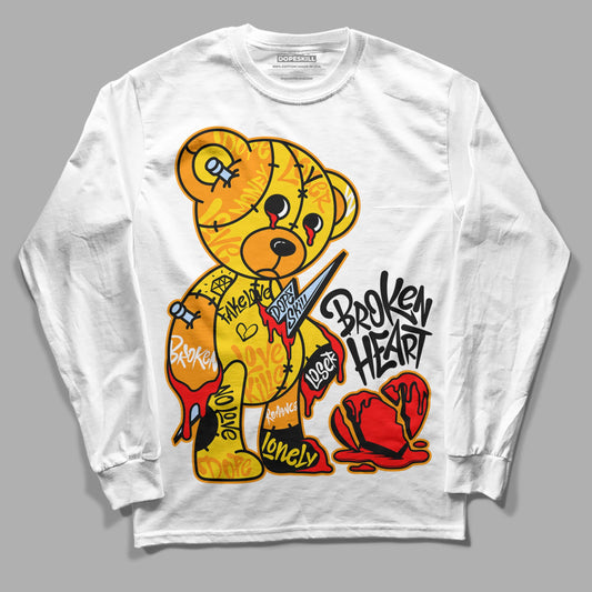 Jordan 6 “Yellow Ochre” DopeSkill Long Sleeve T-Shirt Broken Heart Graphic Streetwear - White