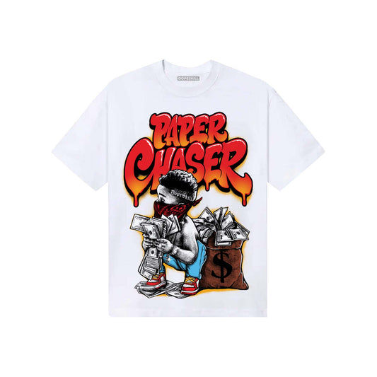Red Sneakers DopeSkill T-Shirt Paper Chaser Boy Graphic Streetwear - White