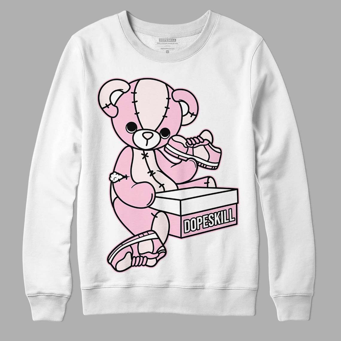 Dunk Low LX Pink Foam DopeSkill Sweatshirt Sneakerhead BEAR Graphic Streetwear - White