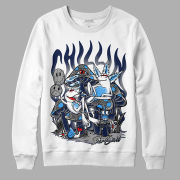 Jordan 3 "Midnight Navy" DopeSkill Sweatshirt Chillin Graphic Streetwear - White 