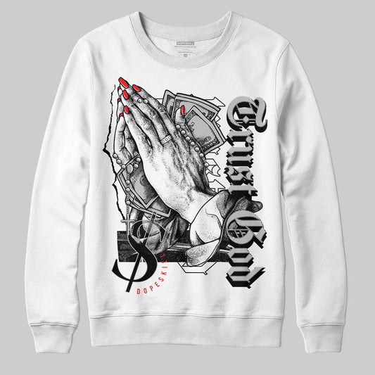 Jordan Spizike Low Bred DopeSkill Sweatshirt Trust God Graphic Streetwear - WHite