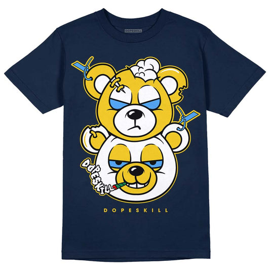 Dunk Low Vintage “Michigan” DopeSkill Midnight Navy T-Shirt New Double Bear Graphic Streetwear