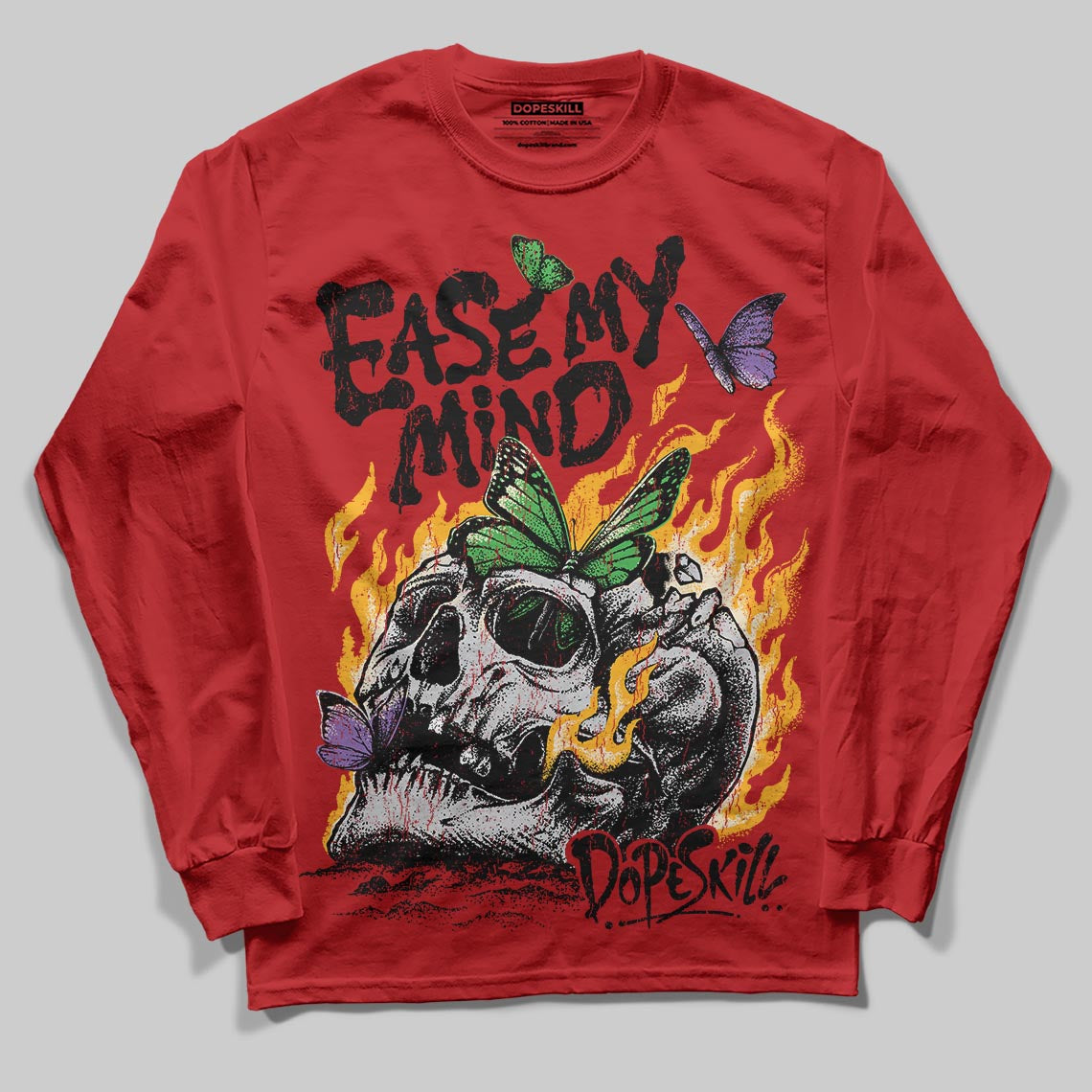Red Sneakers DopeSkill Long Sleeve T-Shirt Ease My Mind Graphic Streetwear - Red
