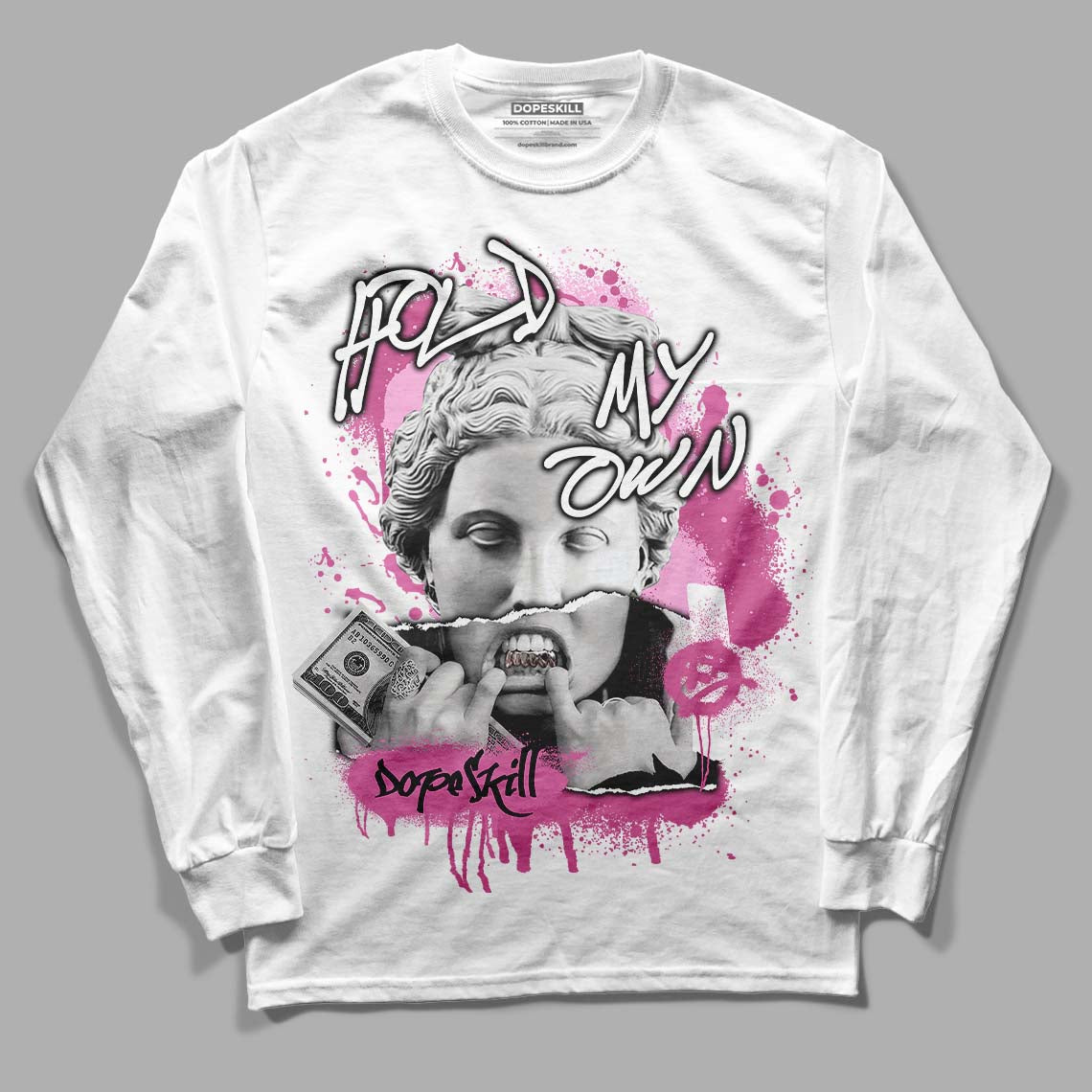 Little Posite One Polarized Pink (GS) DopeSkill Long Sleeve T-Shirt Hold My Own Graphic Streetwear - White