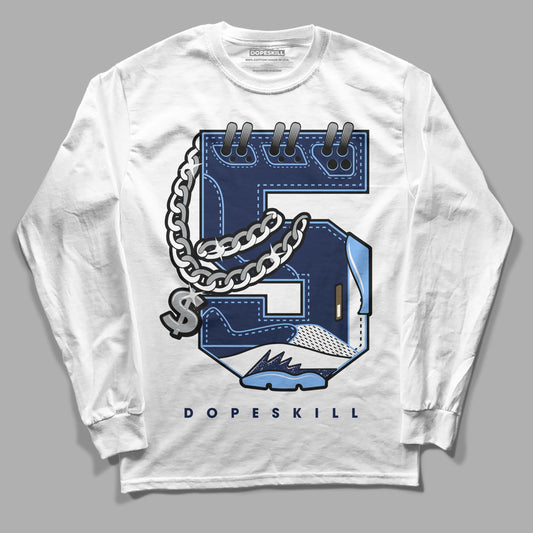 Jordan 5 Midnight Navy DopeSkill Long Sleeve T-Shirt No.5 Graphic Streetwear