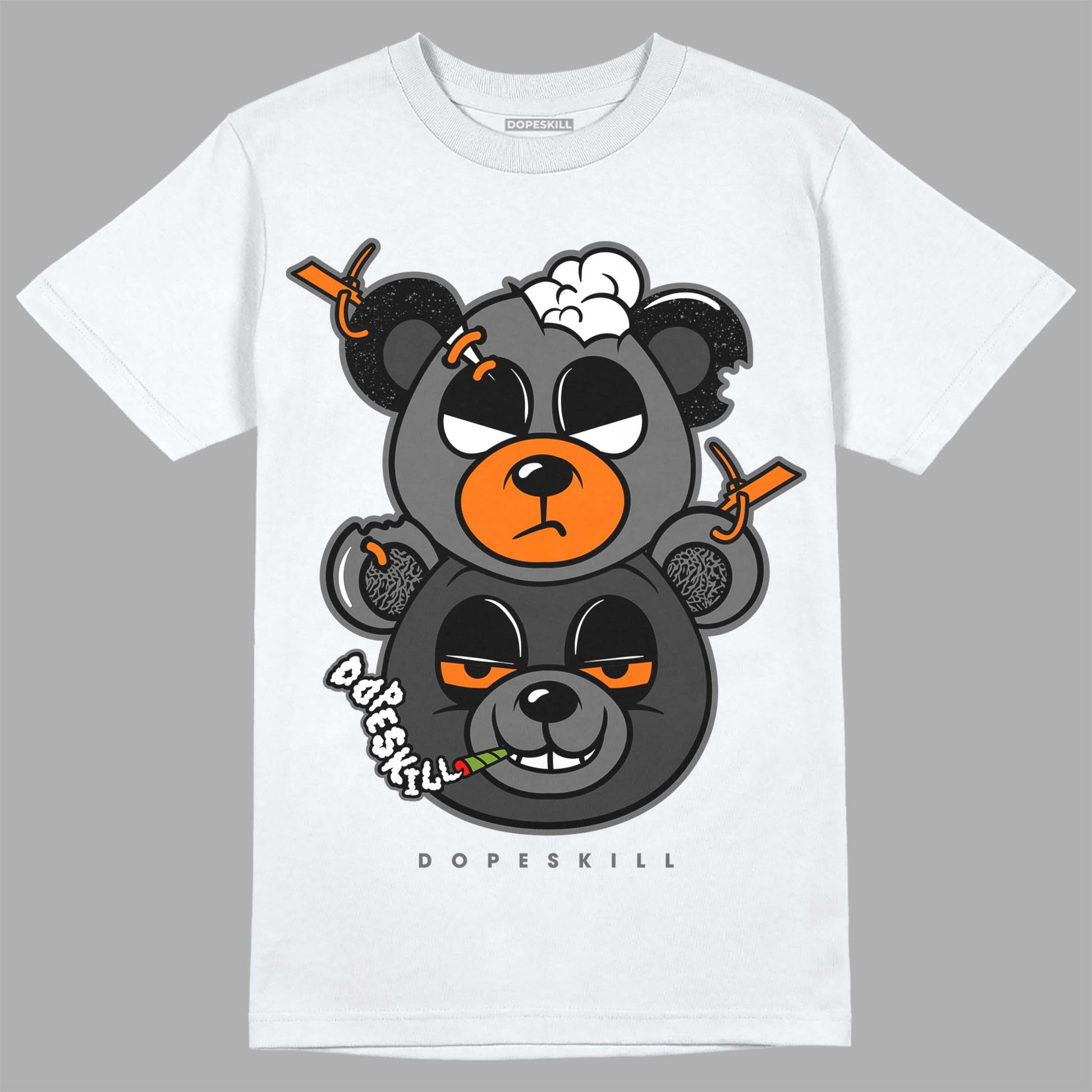 Jordan 3 Retro 'Fear Pack' DopeSkill T-Shirt New Double Bear Graphic Streetwear - WHite 