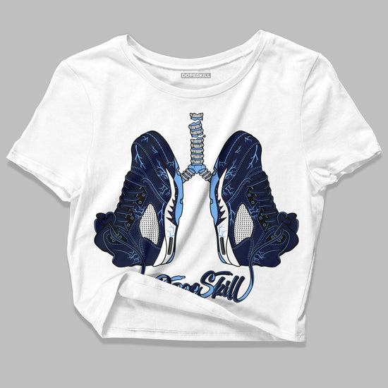 Jordan 5 Midnight Navy DopeSkill Women's Crop Top Breathe Graphic Streetwear