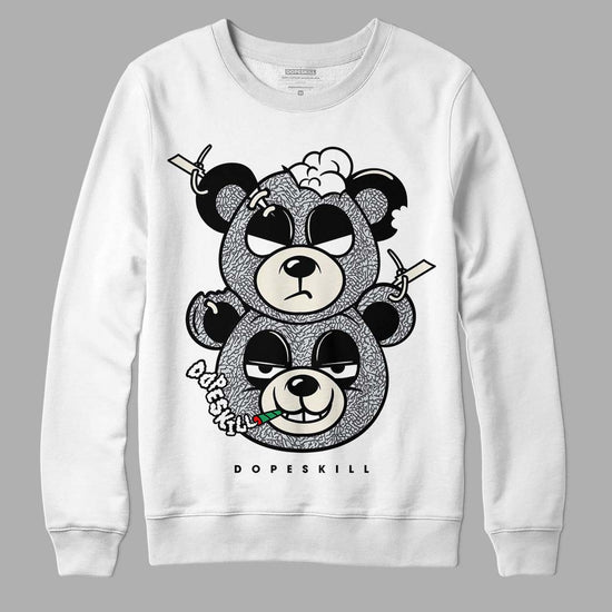 Jordan 1 Retro Low OG Black Cement DopeSkill Sweatshirt New Double Bear Graphic Streetwear - White