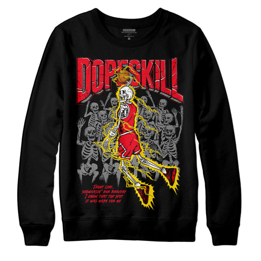 Jordan 4 Red Thunder DopeSkill Sweatshirt Thunder Dunk Graphic Streetwear - Black