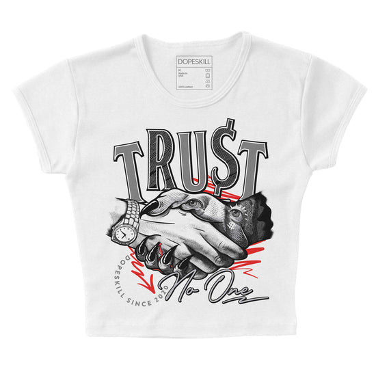 Grey Sneakers DopeSkill Women's Crop Top Trust No One Graphic Streetwear - White 