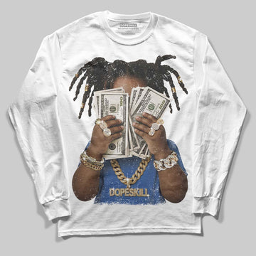 Jordan 1 Low Travis Scott x Fragment DopeSkill Long Sleeve T-Shirt Rich Youth Graphic Streetwear - White