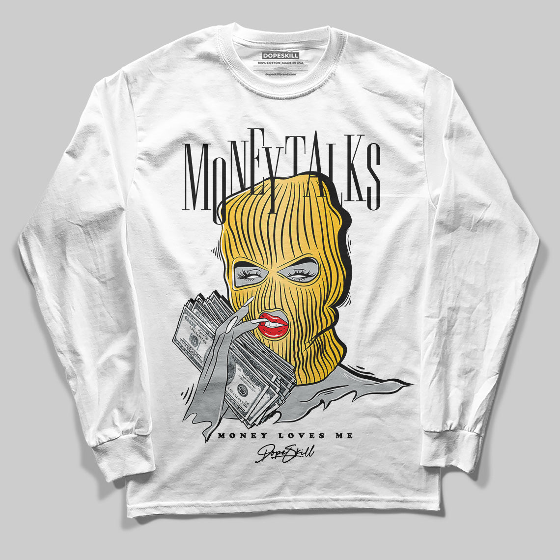 Jordan 12 "Phantom" DopeSkill Long Sleeve T-Shirt Money Talks Graphic Streetwear - White