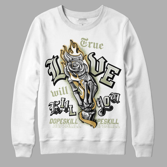 Jordan 5 Jade Horizon DopeSkill Sweatshirt True Love Will Kill You Graphic - White 