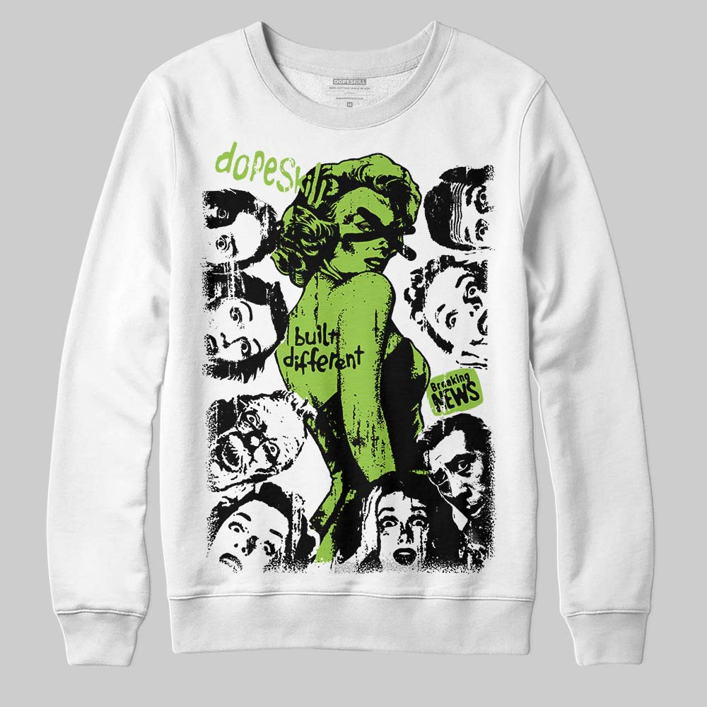 Neon Green Sneakers DopeSkill Sweatshirt Built Different Graphic Streetwear - White 