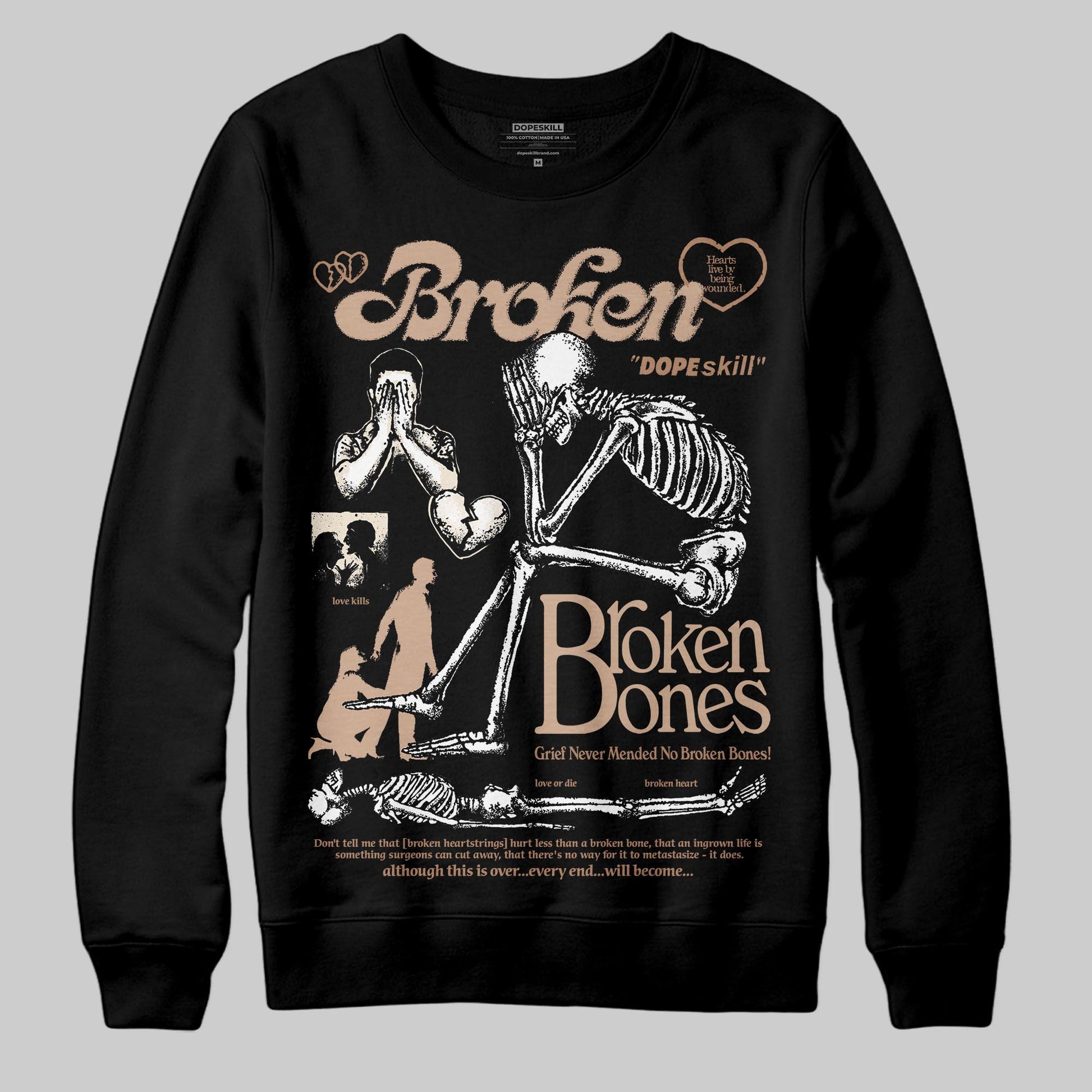 Jordan 4 Retro Cozy Girl DopeSkill Sweatshirt Broken Bones Graphic Streetwear - black