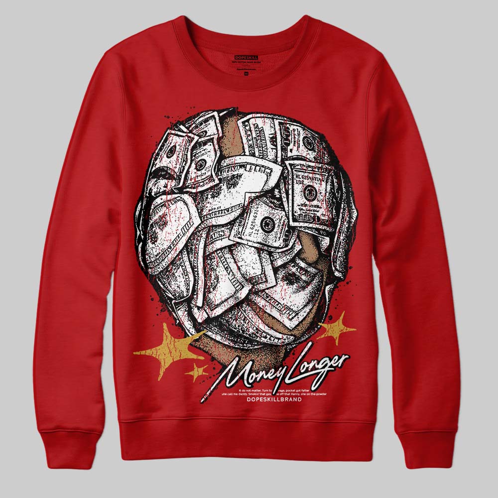 Red Sneakers DopeSkill Sweatshirt Money Longer Graphic Streetwear - Red