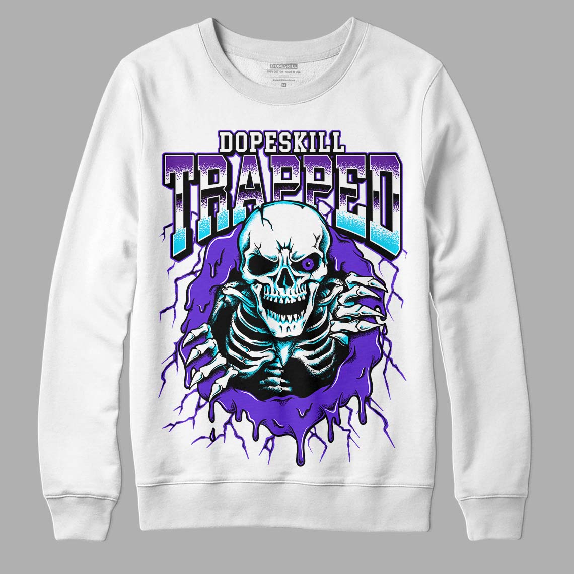 Jordan 6 "Aqua" DopeSkill Sweatshirt Trapped Halloween Graphic Streetwear - White 