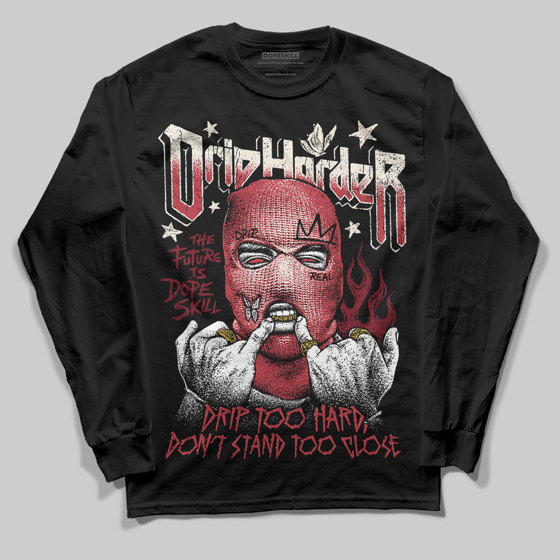 Jordan 4 “Sierra Red" DopeSkill Long Sleeve T-Shirt Drip Harder Graphic Streetwear - Black