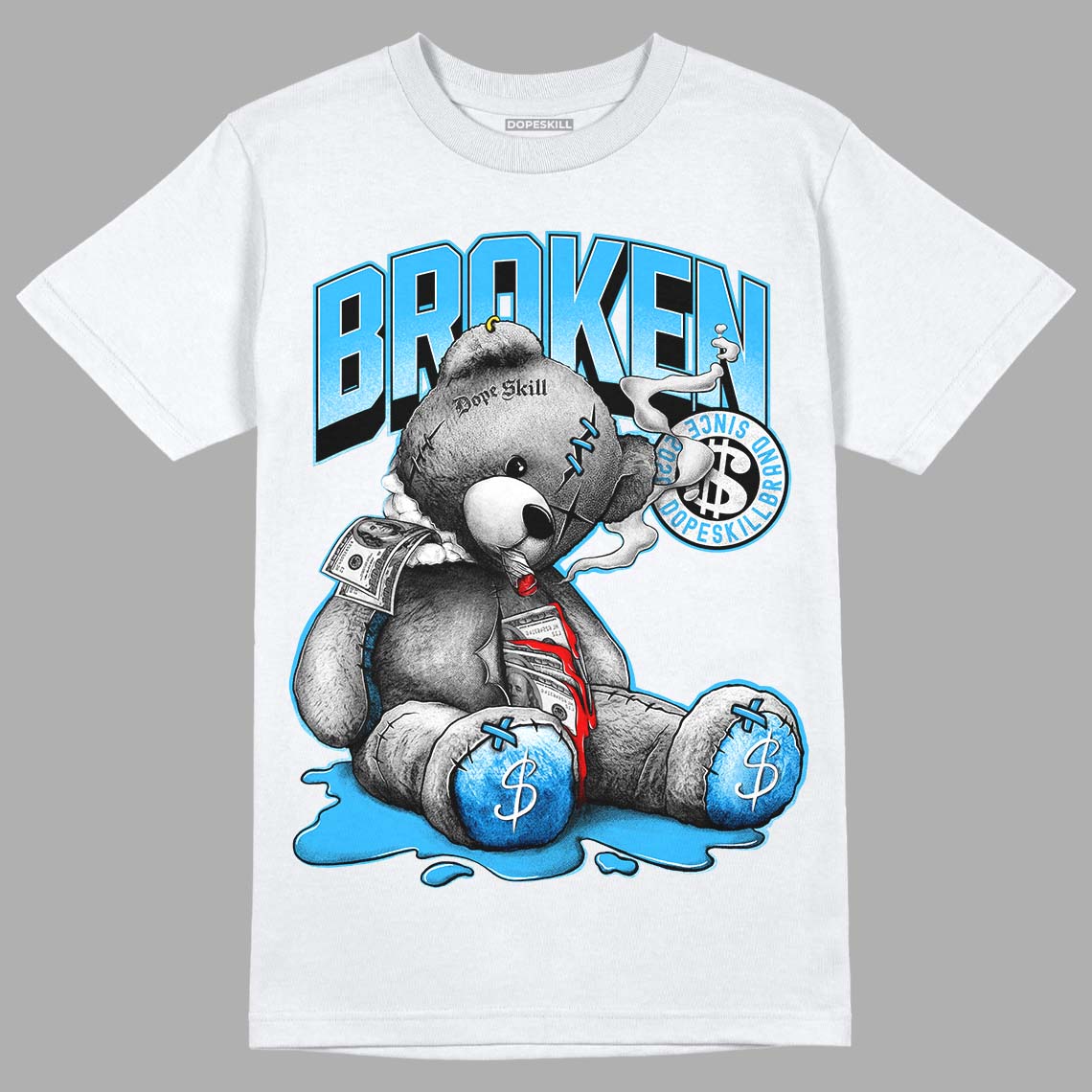 Jordan 2 Low "University Blue" DopeSkill T-Shirt Sick Bear Graphic Streetwear - White