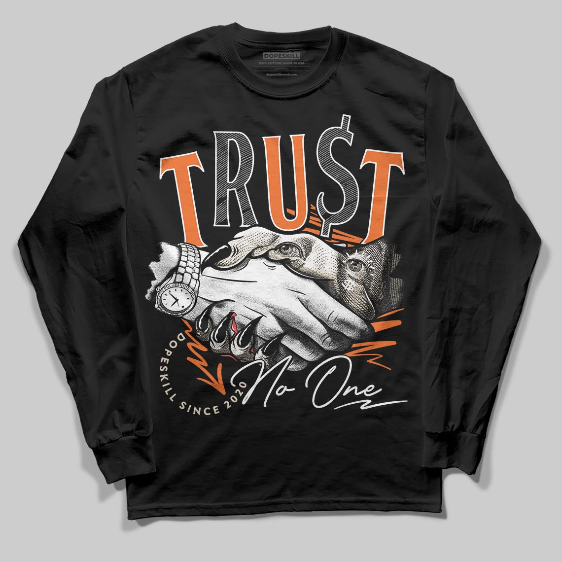 Jordan 3 “Starfish” DopeSkill Long Sleeve T-Shirt Trust No One Graphic Streetwear - Black