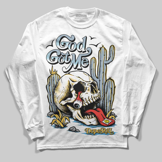 Jordan 13 “Blue Grey” DopeSkill Long Sleeve T-Shirt God Got Me Graphic Streetwear - White