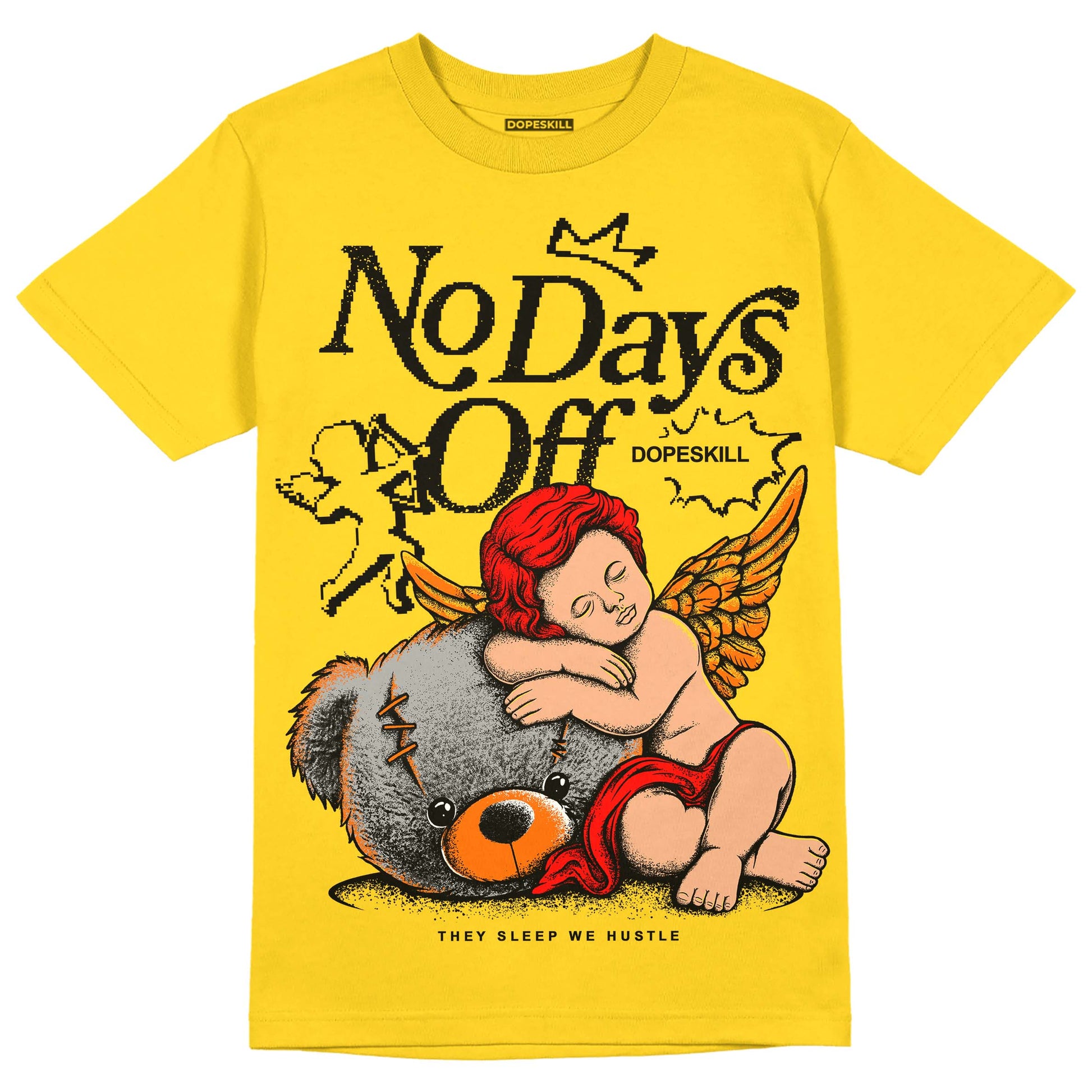 Jordan 4 Thunder DopeSkill T-Shirt New No Days Off Graphic Streetwear - Tour yellow