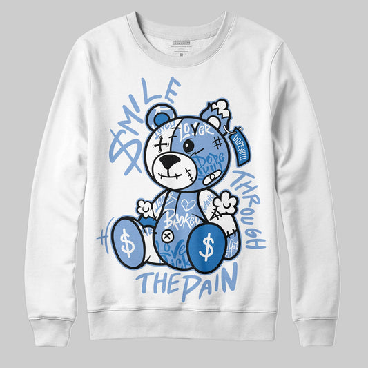 Jordan 4 WMNS 'Forget Me Not' DopeSkill Sweatshirt Smile Through The Pain Graphic Streetwear - White