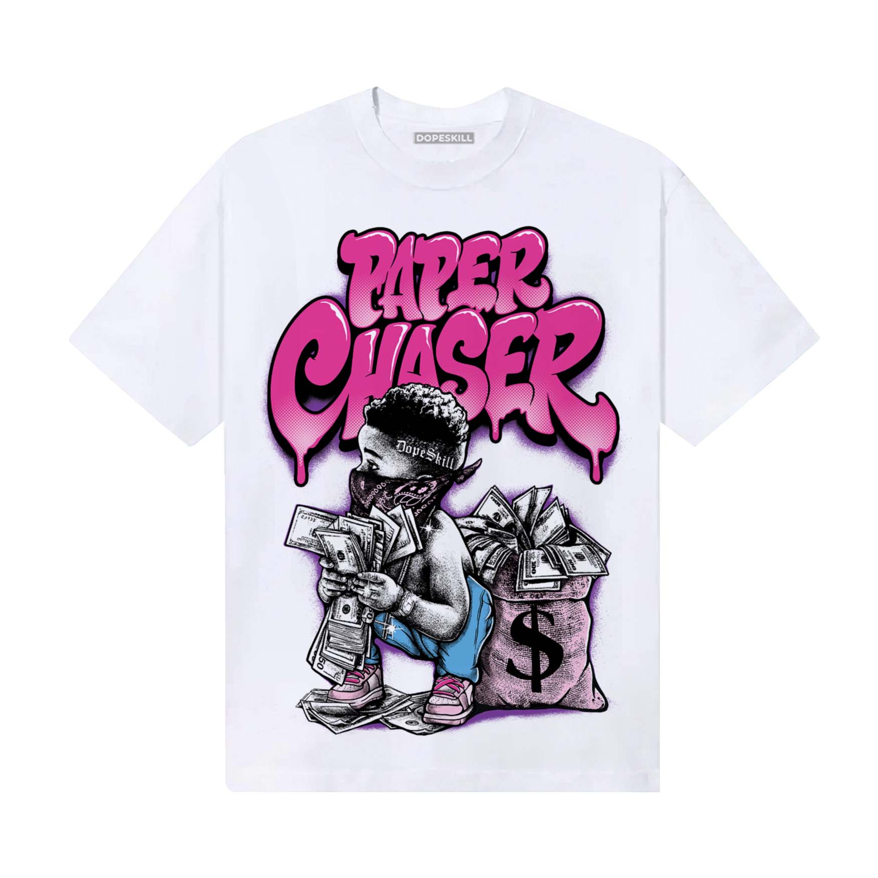 Pink Sneakers DopeSkill T-Shirt Paper Chaser Boy Graphic Streetwear  - White