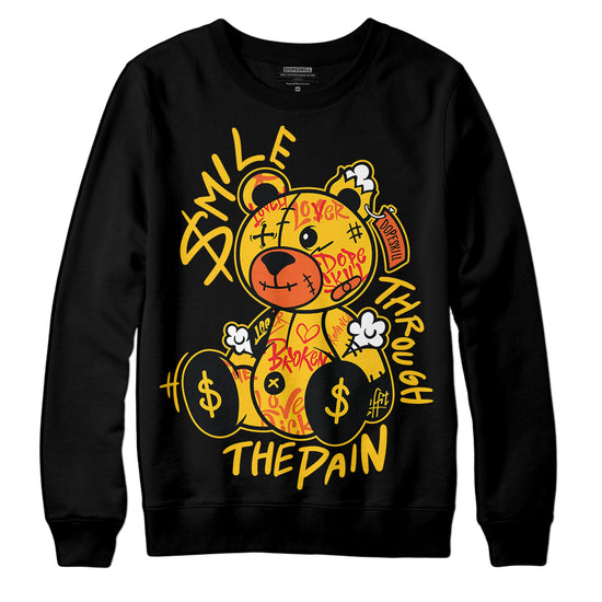 Yellow Sneakers DopeSkill Sweatshirt Smile Through The Pain Graphic Streetwear - Black