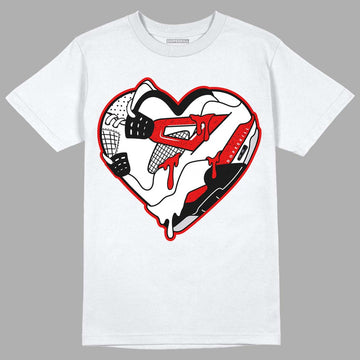 Jordan 4 Retro Red Cement DopeSkill T-Shirt Heart Jordan 4 Graphic Streetwear - White