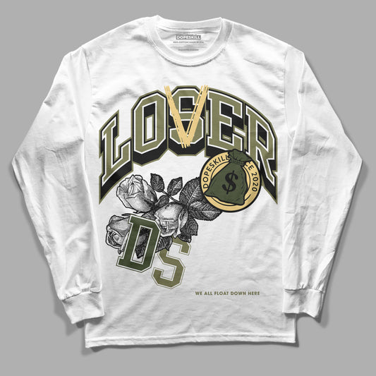 Jordan 4 Retro SE Craft Medium Olive DopeSkill Long Sleeve T-Shirt Loser Lover Graphic Streetwear - White