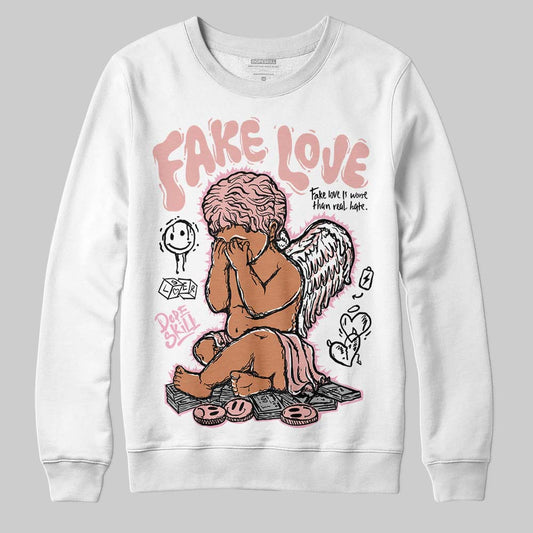 Jordan 1 Low OG “Rust Pink” DopeSkill Sweatshirt False Love Graphic Streetwear - White