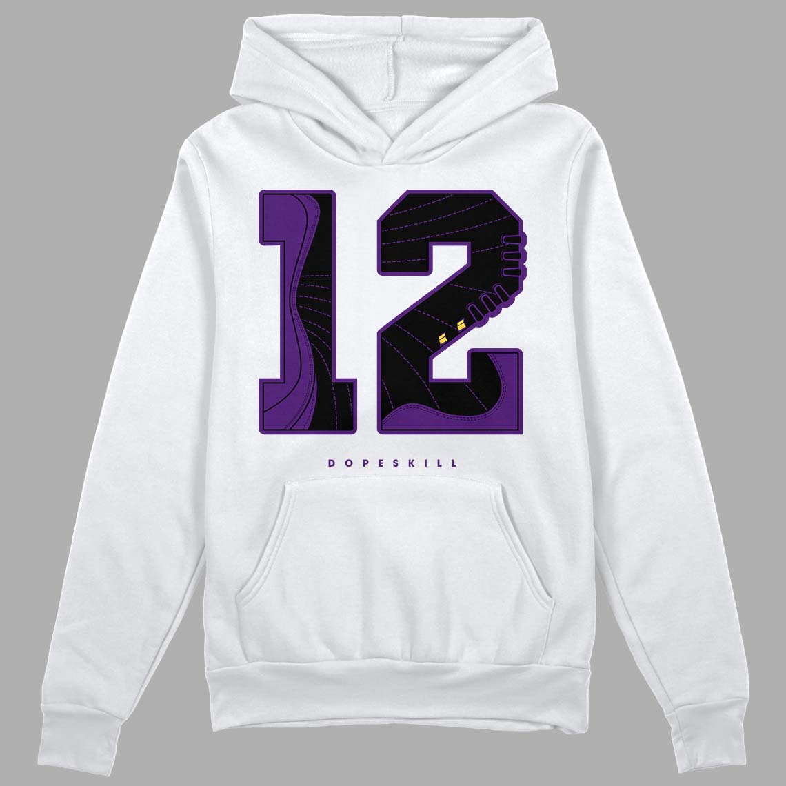 Jordan 12 "Field Purple" DopeSkill Hoodie Sweatshirt No.12 Graphic Streetwear - White