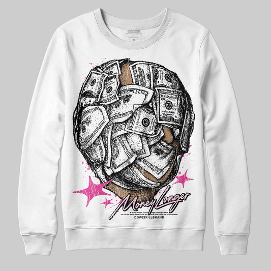 Pink Sneakers DopeSkill Sweatshirt Money Longer Graphic Streetwear - White