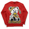 Red Sneakers DopeSkill Red Long Sleeve T-Shirt Hurt Bear Graphic Streetwear