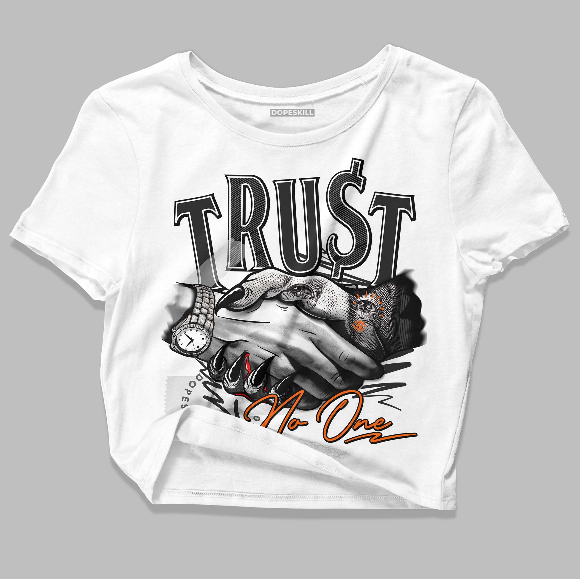 Jordan 3 Retro 'Fear Pack' DopeSkill Women's Crop Top Trust No One Graphic Streetwear - White