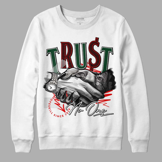 Jordan 2 White Fire Red DopeSkill Sweatshirt Trust No One Graphic Streetwear - White