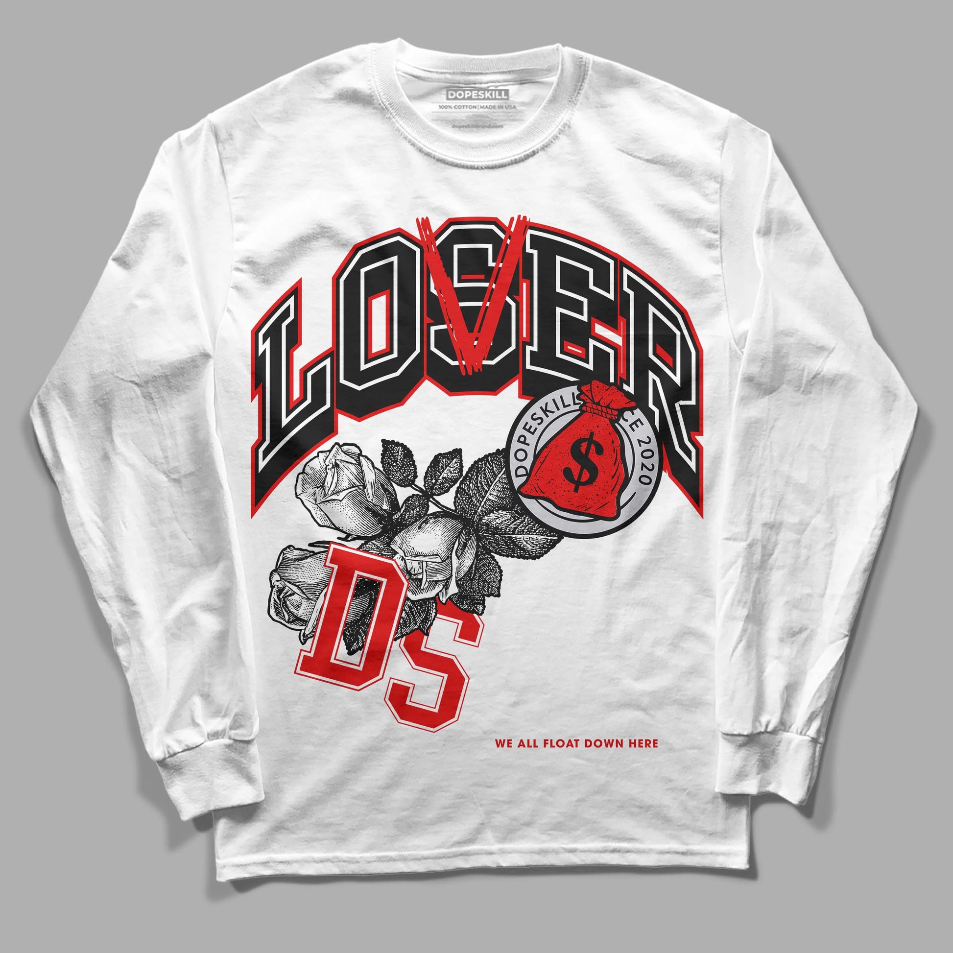 Jordan 4 Retro Red Cement DopeSkill Long Sleeve T-Shirt Loser Lover Graphic Streetwear - White