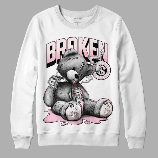 Dunk Low LX Pink Foam DopeSkill Sweatshirt Sick Bear Graphic Streetwear - White