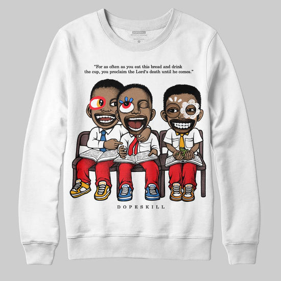 Red Sneakers DopeSkill Sweatshirt First Sunday Graphic Streetwear - White