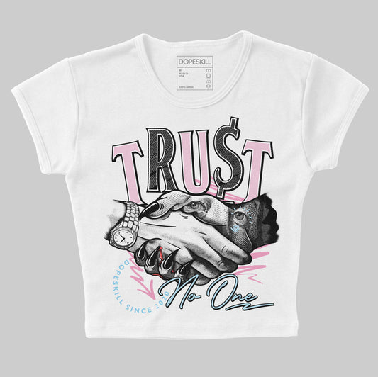 Jordan 1 Low SE Paw Print Pink Foam DopeSkill Women's Crop Top Trust No One Graphic Streetwear - White