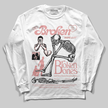 Jordan 40 “Dusty Rose” DopeSkill Long Sleeve T-Shirt Broken Bones Graphic Streetwear - White