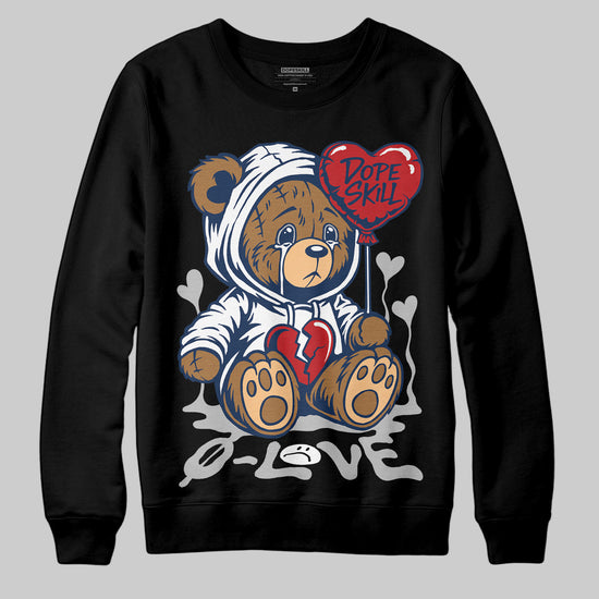 Jordan 4 SB “Summit White/Navy” DopeSkill Sweatshirt Broken Bear Graphic Streetwear - Black