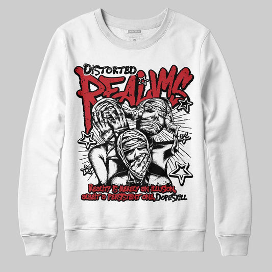 Jordan 5 Retro Fire Red Black Tongue (2025) DopeSkill Sweatshirt Distorted Realms Graphic Streetwear - White 