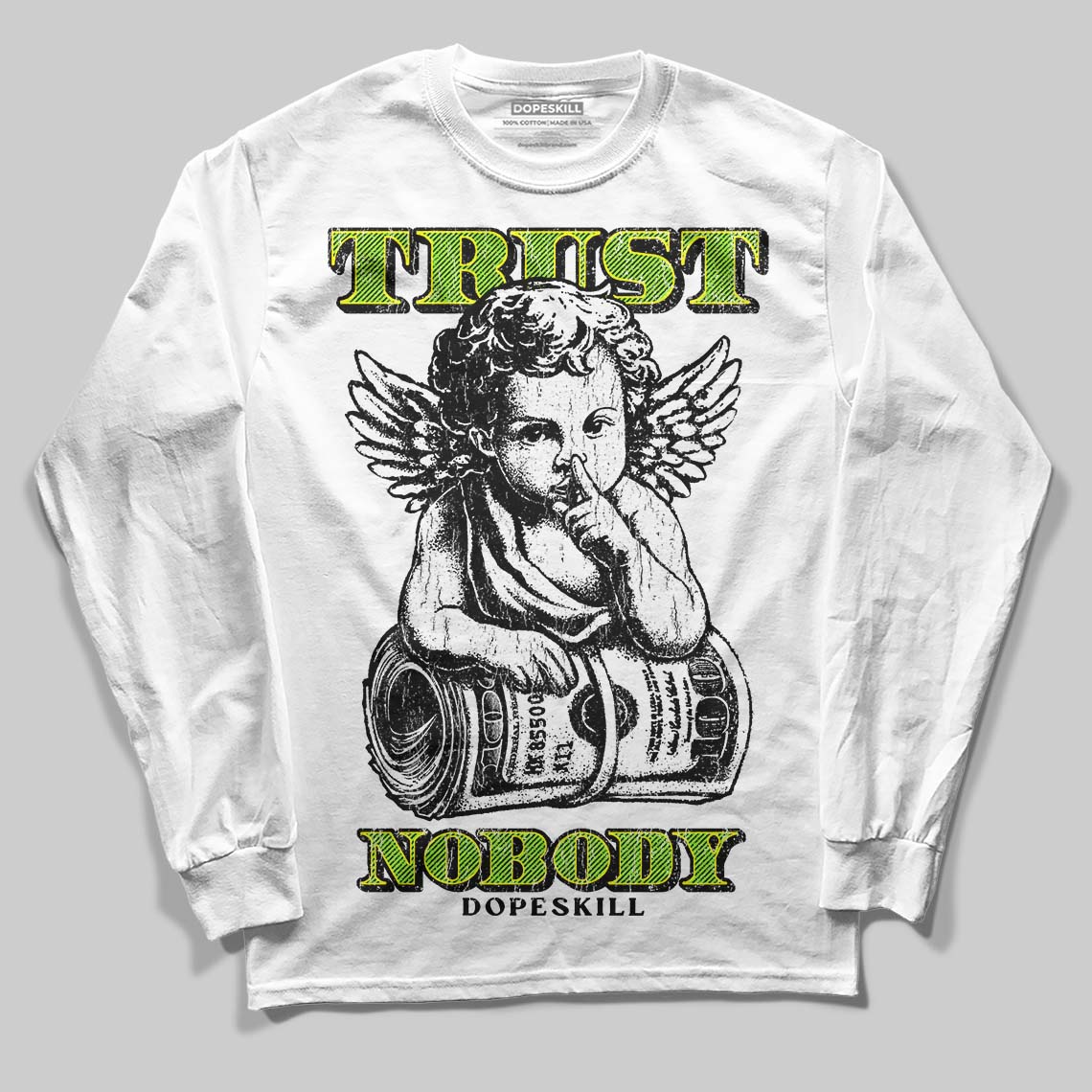 Neon Green Sneakers DopeSkill Long Sleeve T-Shirt Trust Nobody Graphic Streetwear - White